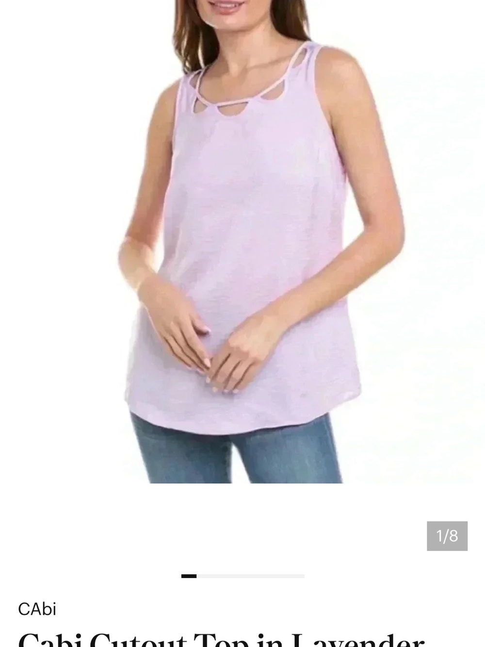 2/$10 Cabi blouse 5909 Cutout Top with a scallop neckline and tie back. XS